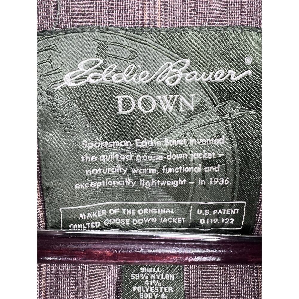 Eddie Bauer Goose Down Puffer Jacket XL Tall Red Quilted Full Zip Mens Outdoor - Picture 5 of 16